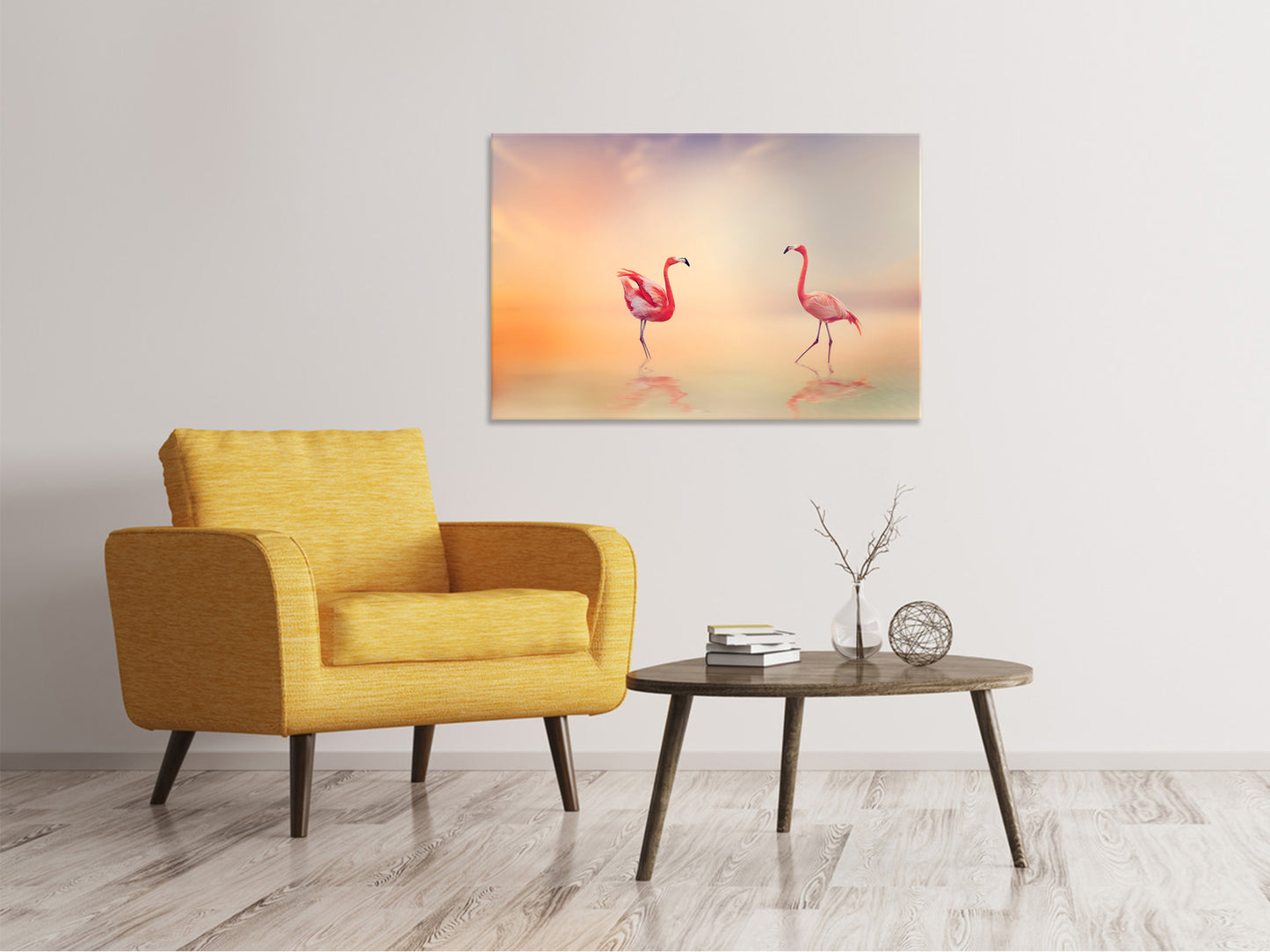 Leinwandbild Romantische Flamingos