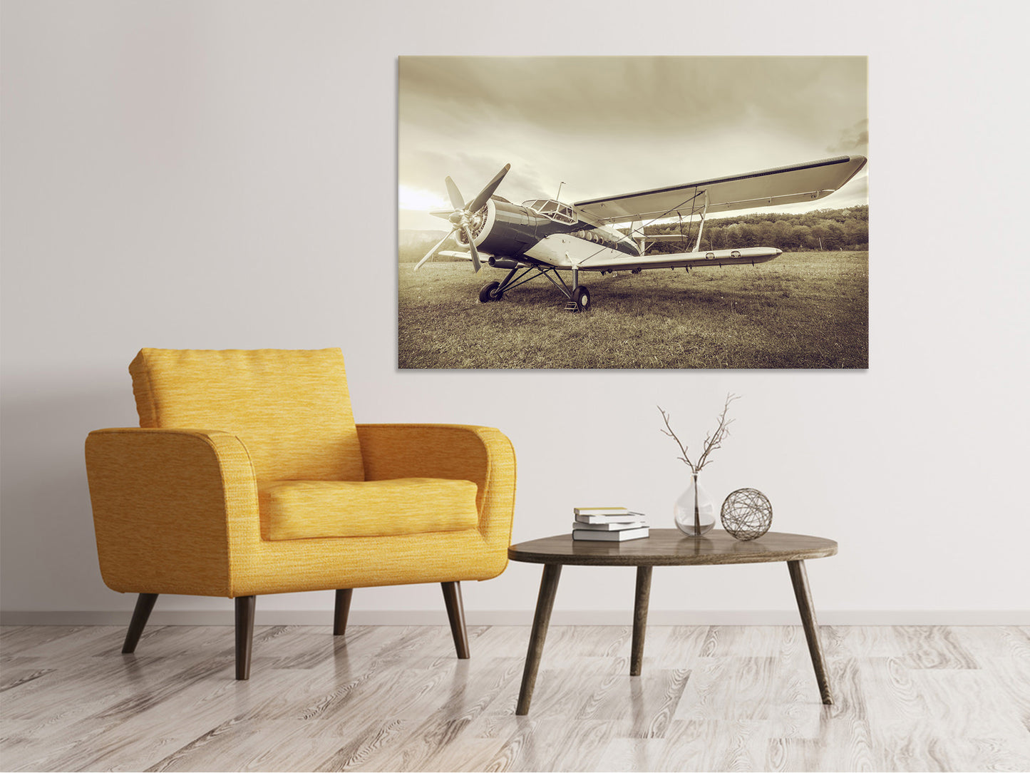 Leinwandbild Nostalgisches Flugzeug im Retrostyle