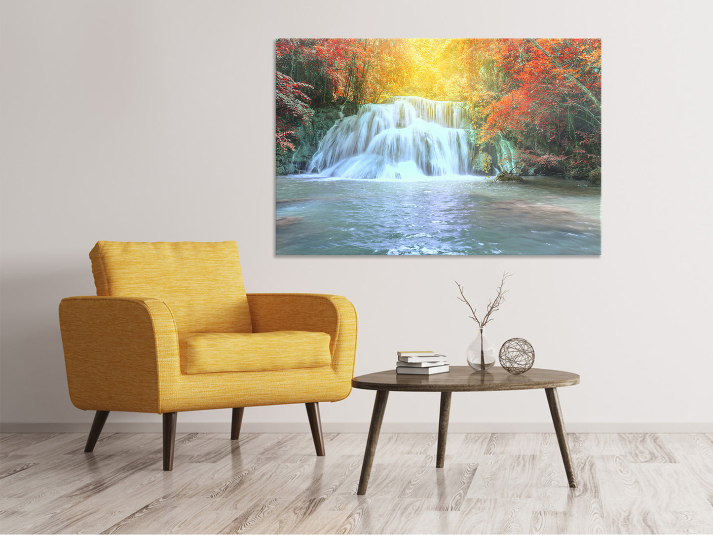 Leinwandbild Wasserfall im Licht