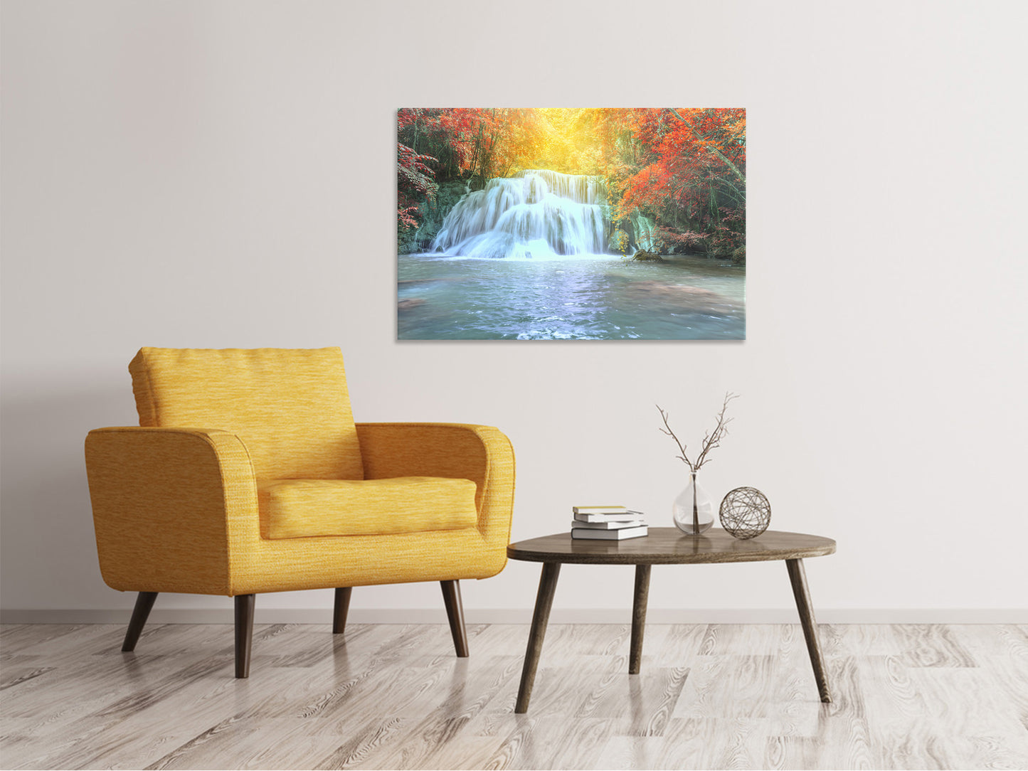 Leinwandbild Wasserfall im Licht