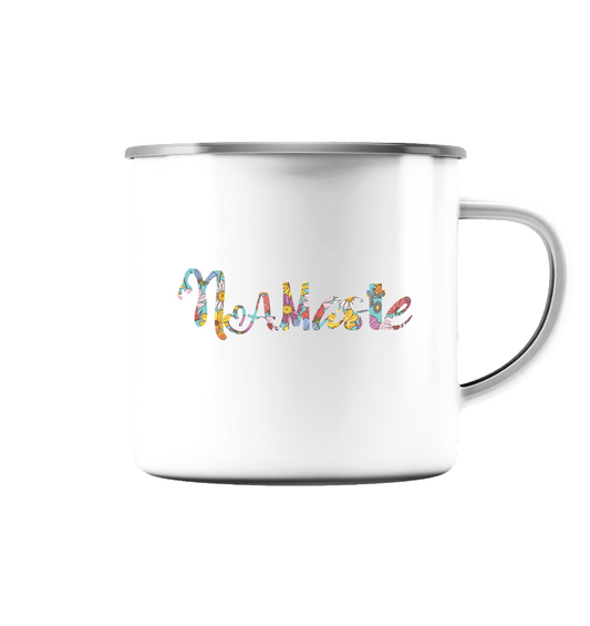 Namaste blumig - Emaille Tasse (Silber)