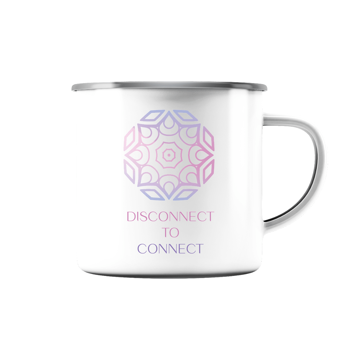 Unbearbeitet DISCONNECT TO CONNECT - DER EINKLANG IN RAUM UND ZEIT Kopie - Emaille Tasse (Silber)