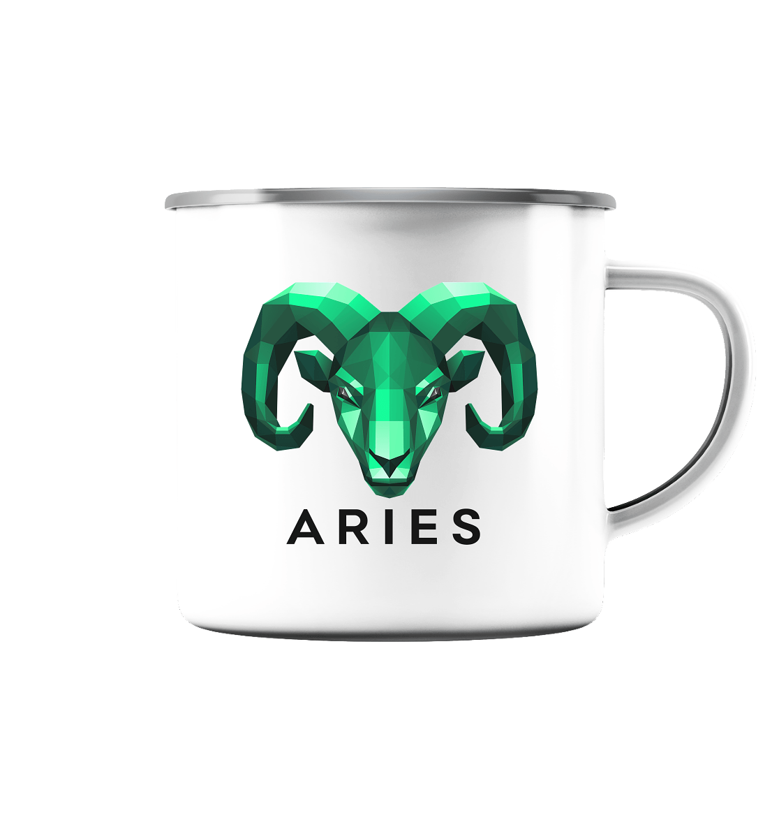 Widder Sternzeichen (Aries) - Emaille Tasse (Silber)