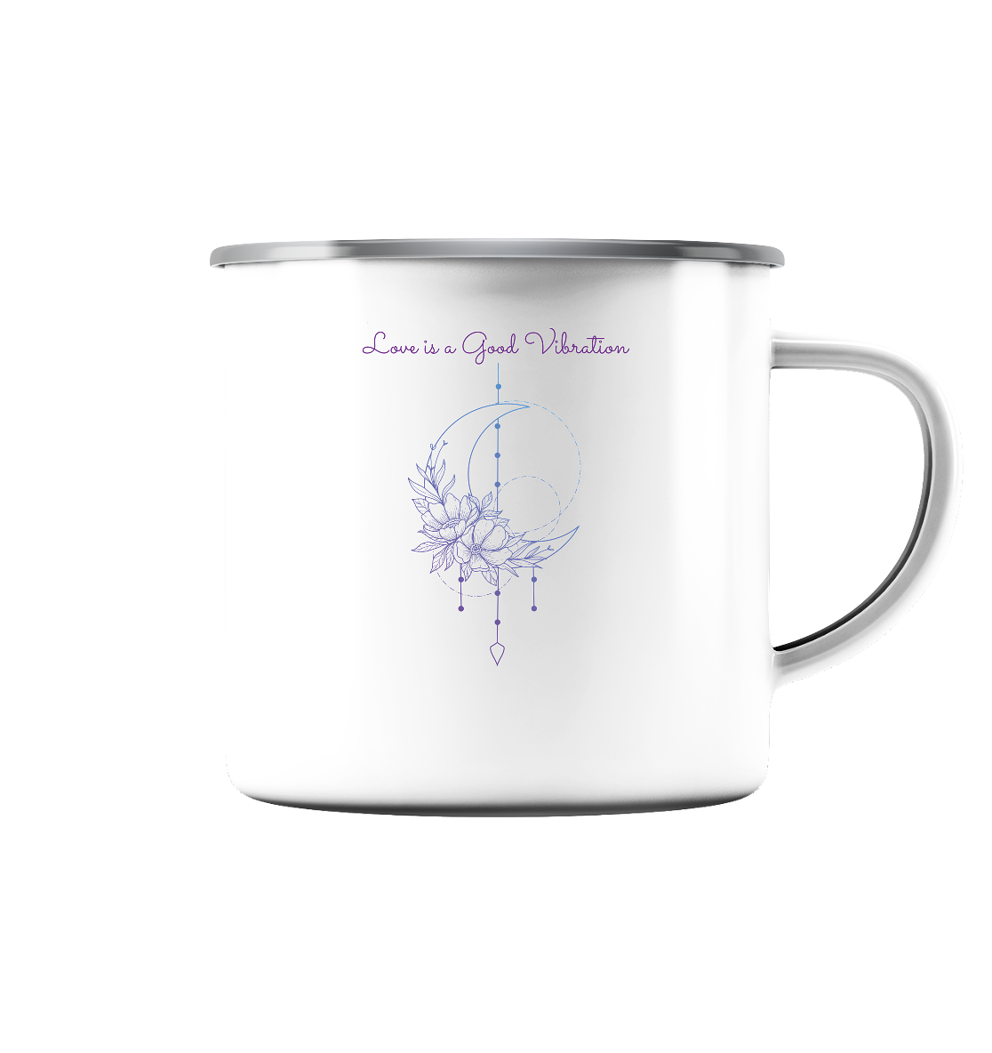 LOVE IS A GOOD VIBRATION - Emaille Tasse (Silber)