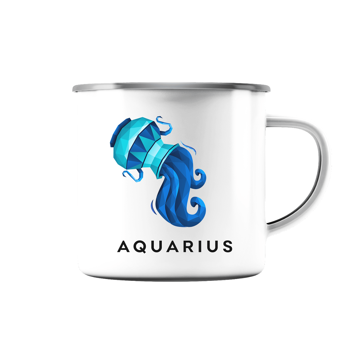 Wassermann Sternzeichen (Aquarius) - Emaille Tasse (Silber)