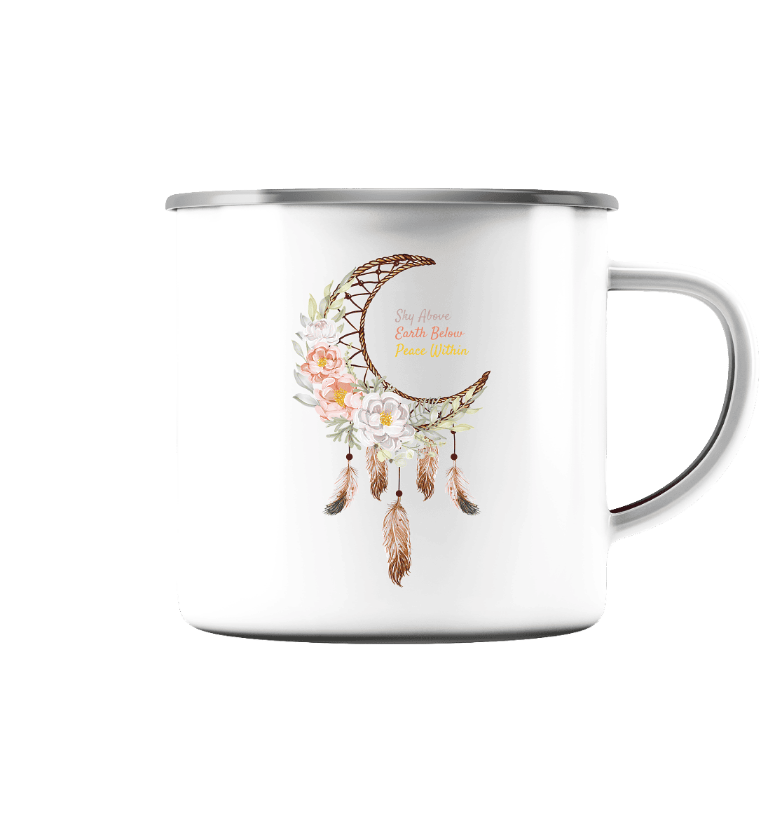 DER EINKLANG IN RAUM UND ZEIT - Emaille Tasse (Silber)