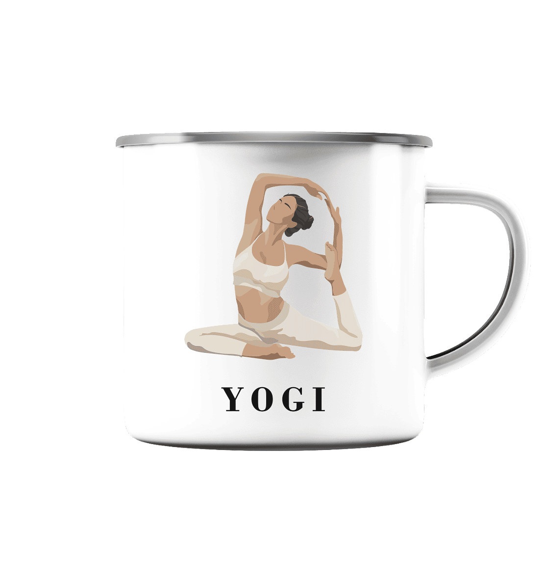 FLEXIBEL SEIN MIT YOGA - Emaille Tasse (Silber)