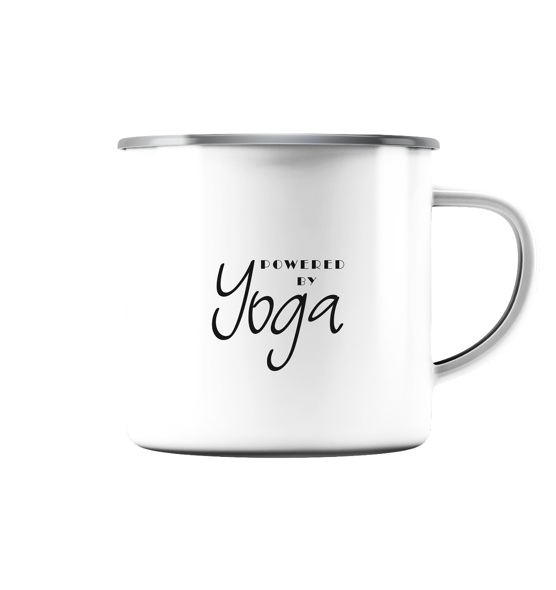 POWERED BY YOGA - Emaille Tasse (Silber)