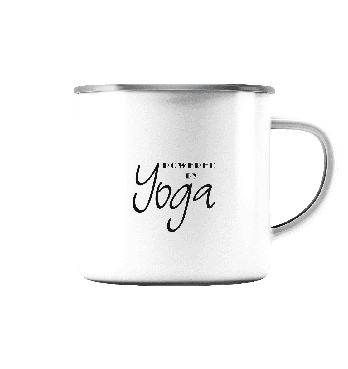 POWERED BY YOGA - Emaille Tasse (Silber)