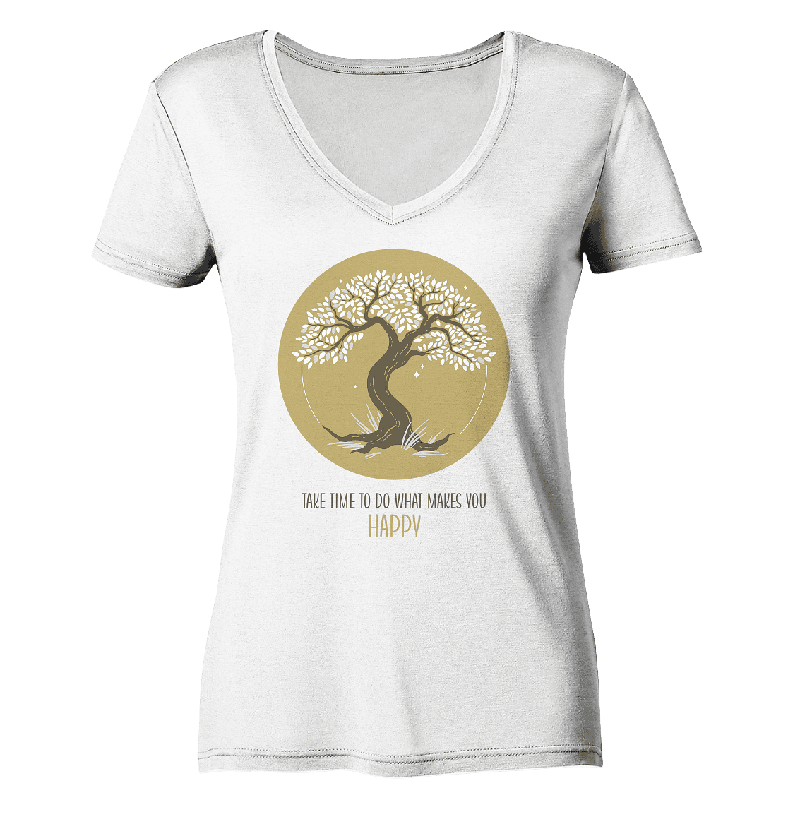 Happy - Damen V-Neck Shirt Bio