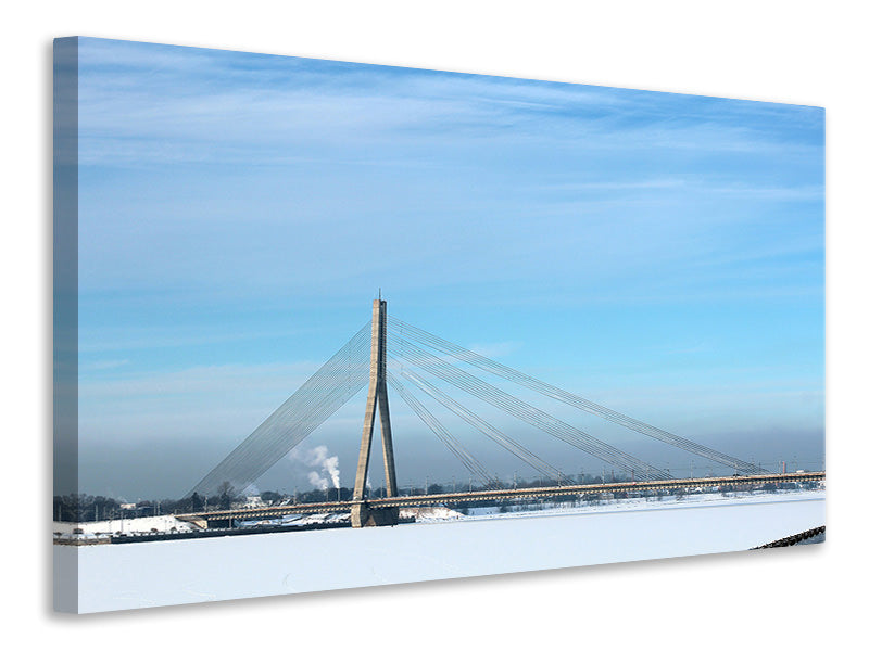 Leinwandbild Brücke im Schnee