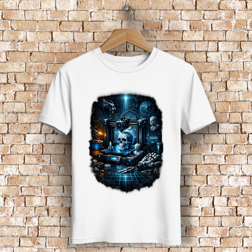 Herren Bio T-Shirt mit 3D-Druck-Motiv – Totenkopf
