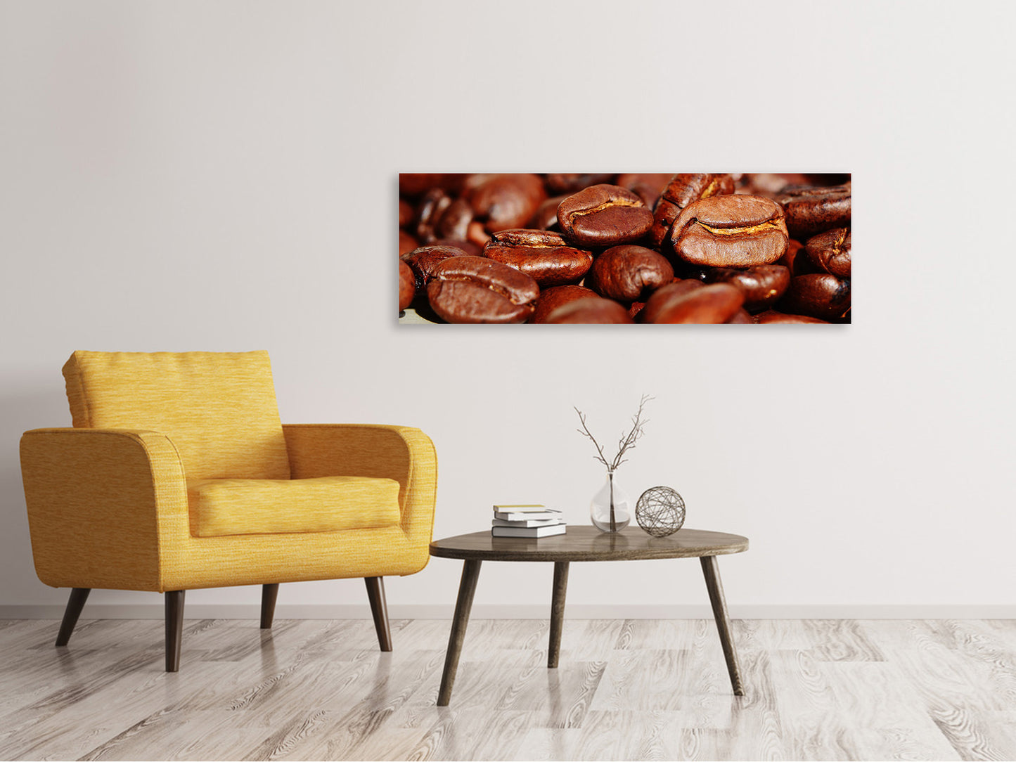 Leinwandbild Panorama Riesen Kaffeebohnen
