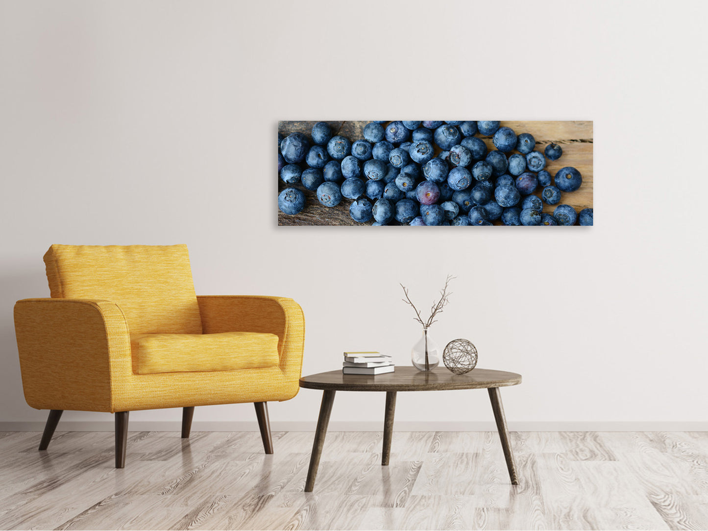 Leinwandbild Panorama Frische Heidelbeeren
