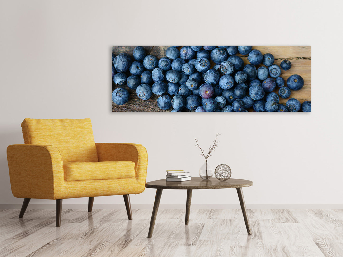 Leinwandbild Panorama Frische Heidelbeeren