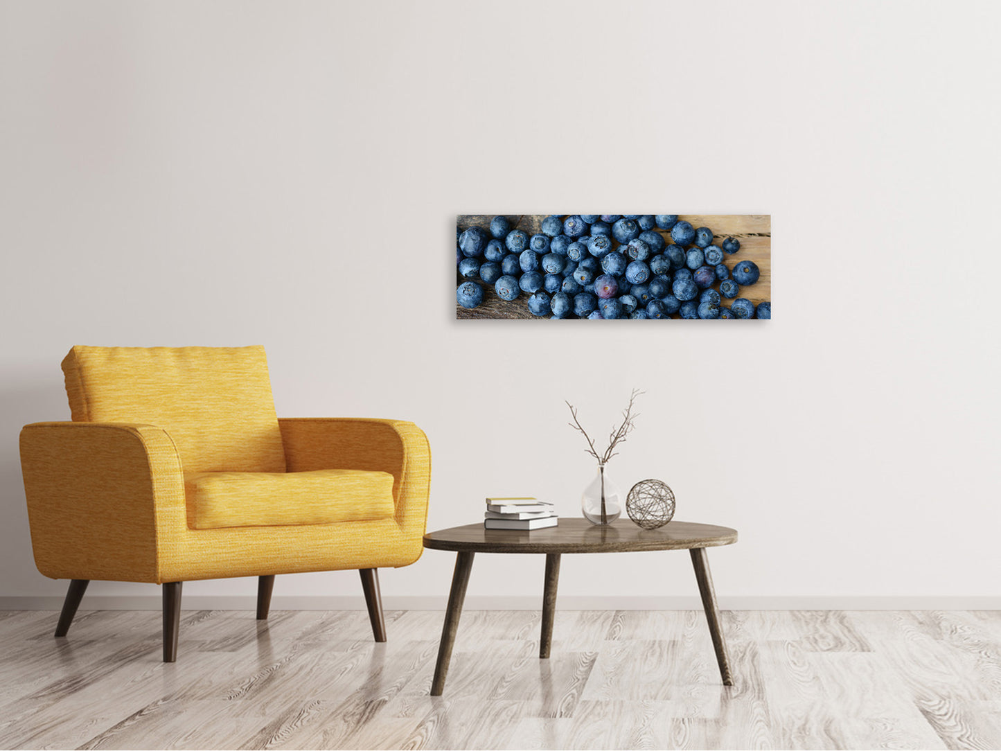 Leinwandbild Panorama Frische Heidelbeeren