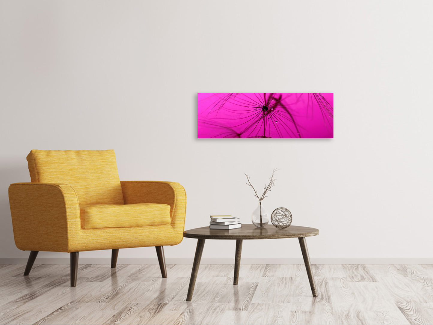 Leinwandbild Panorama Pusteblume in pink