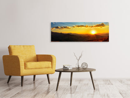 Leinwandbild Panorama Sonnenuntergang in der Welt der Berge