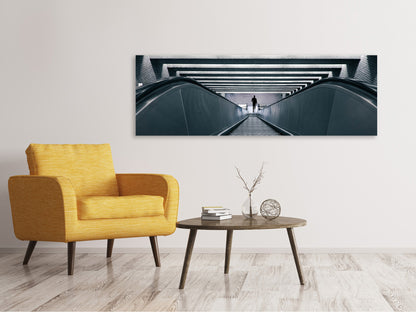 Leinwandbild Panorama Rolltreppe abwärts