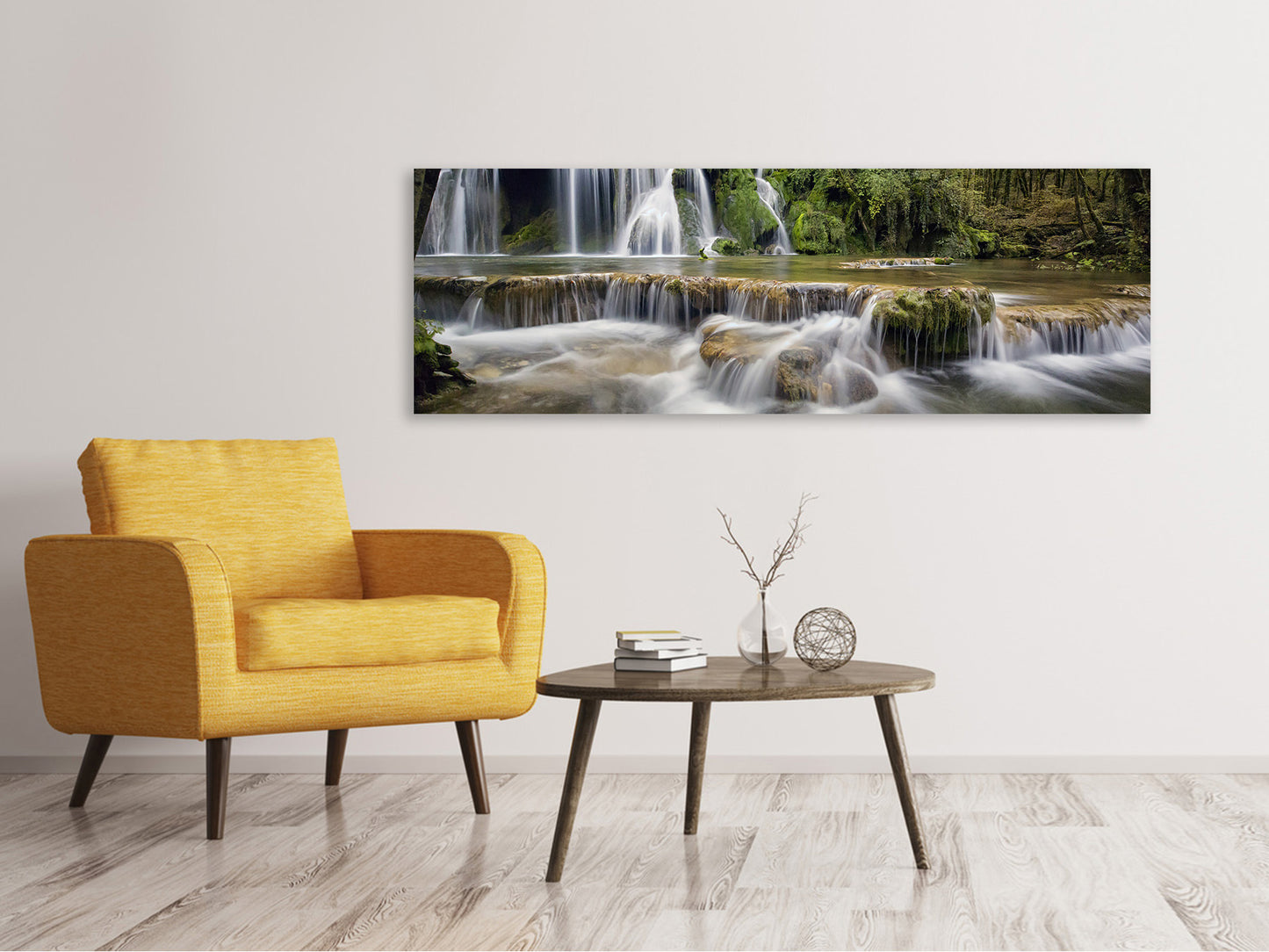 Leinwandbild Panorama Achtung Wasserfälle