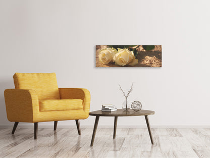 Leinwandbild Panorama Die Reinheit der Rosen