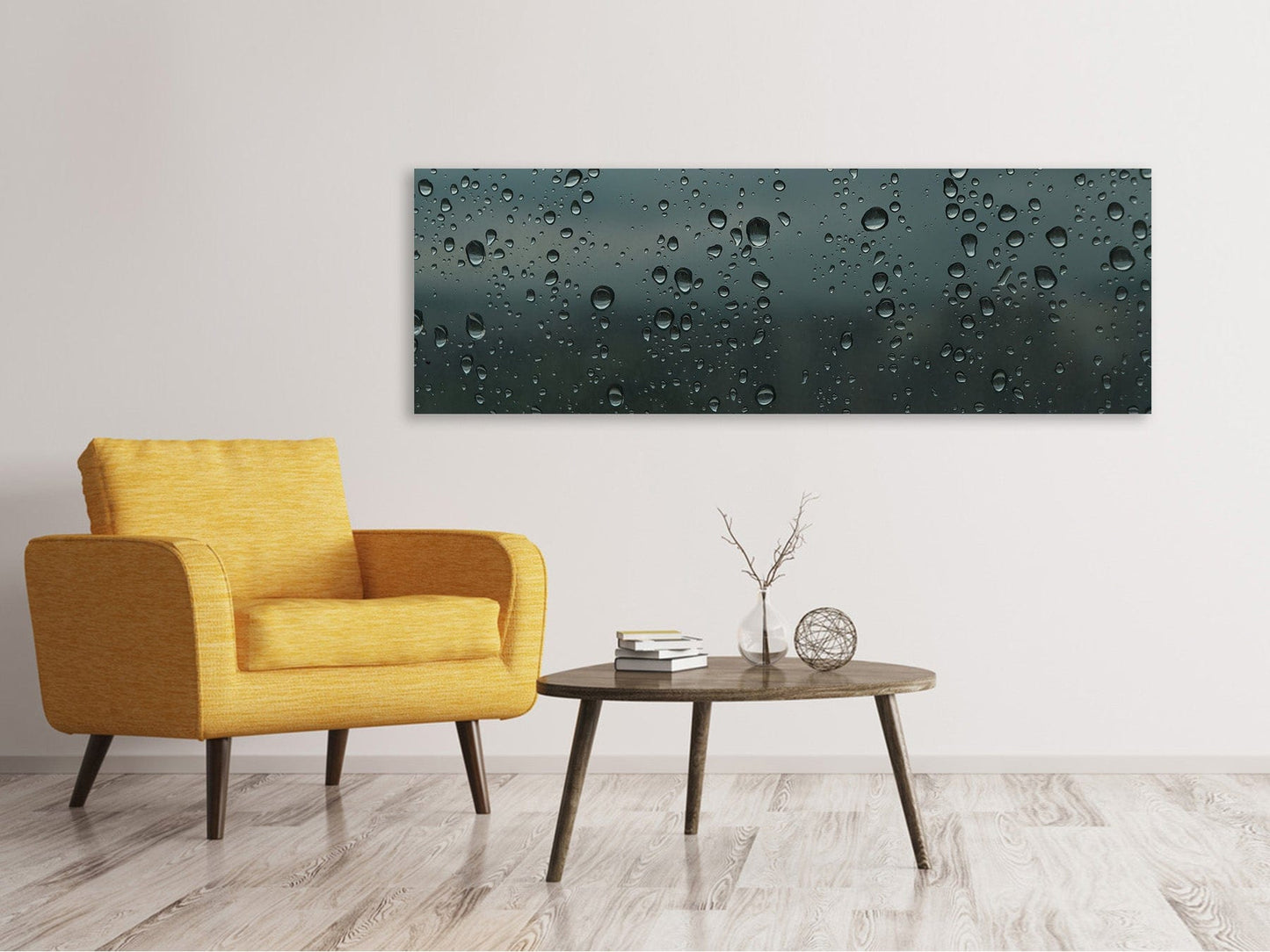 Leinwandbild Panorama Glänzende Wassertropfen