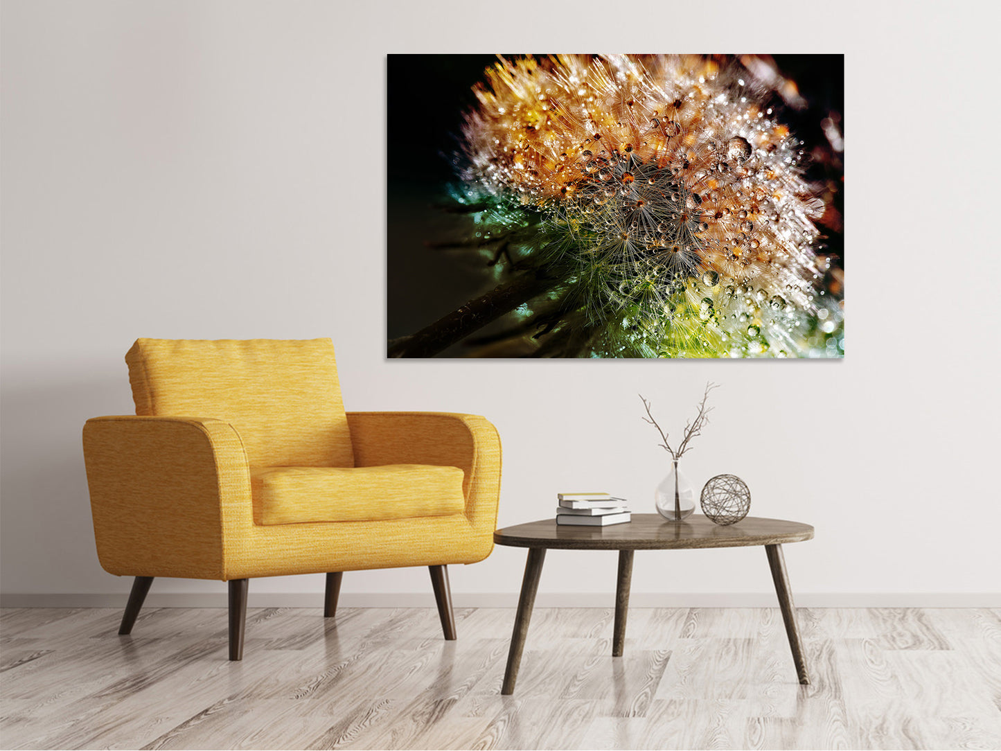 Leinwandbild Pusteblume im Morgentau