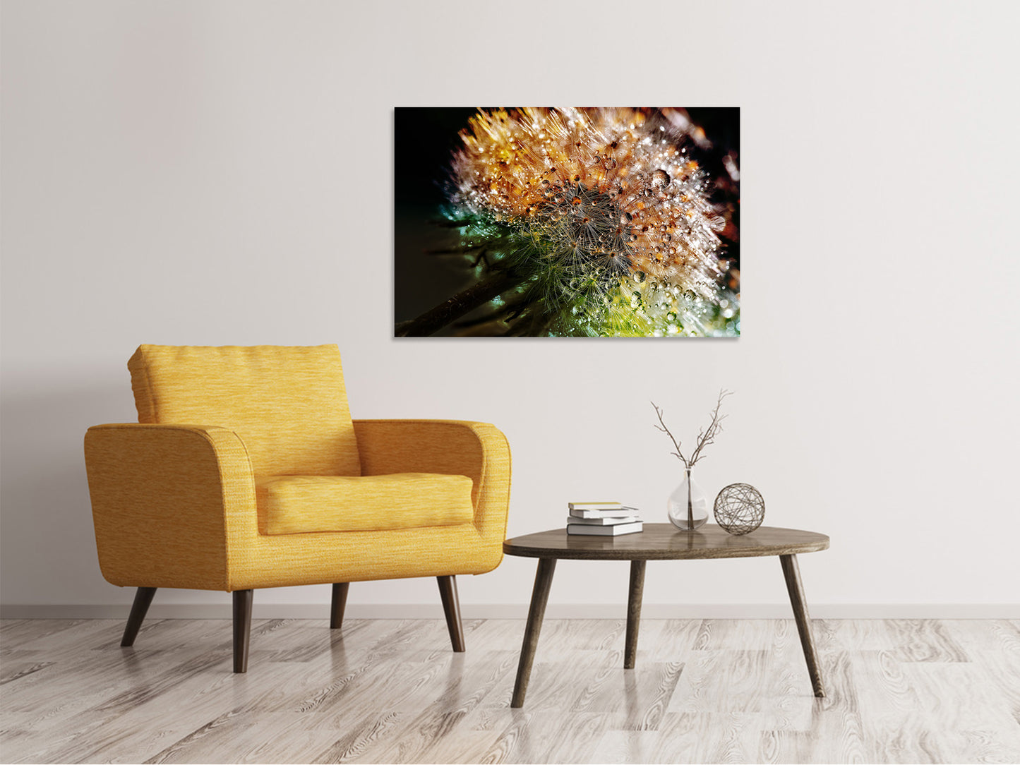 Leinwandbild Pusteblume im Morgentau