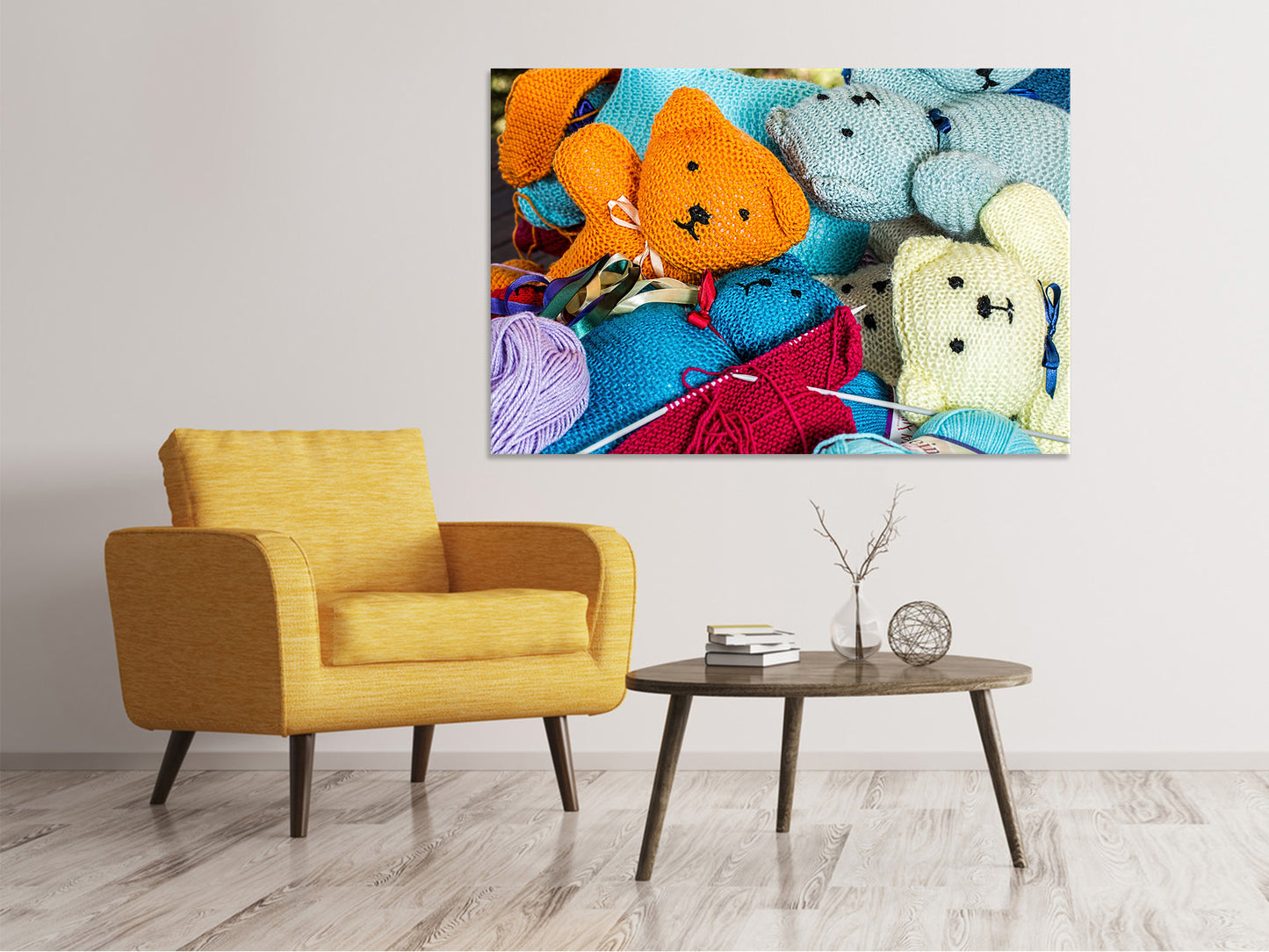 Leinwandbild Gestrickte Teddys