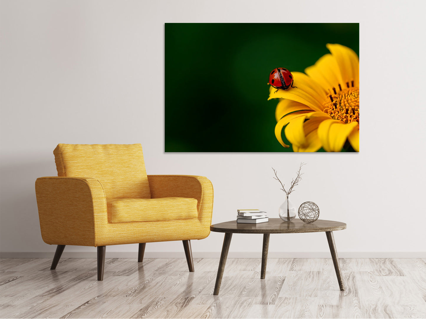 Leinwandbild Marienkäfer auf der Sonnenblume