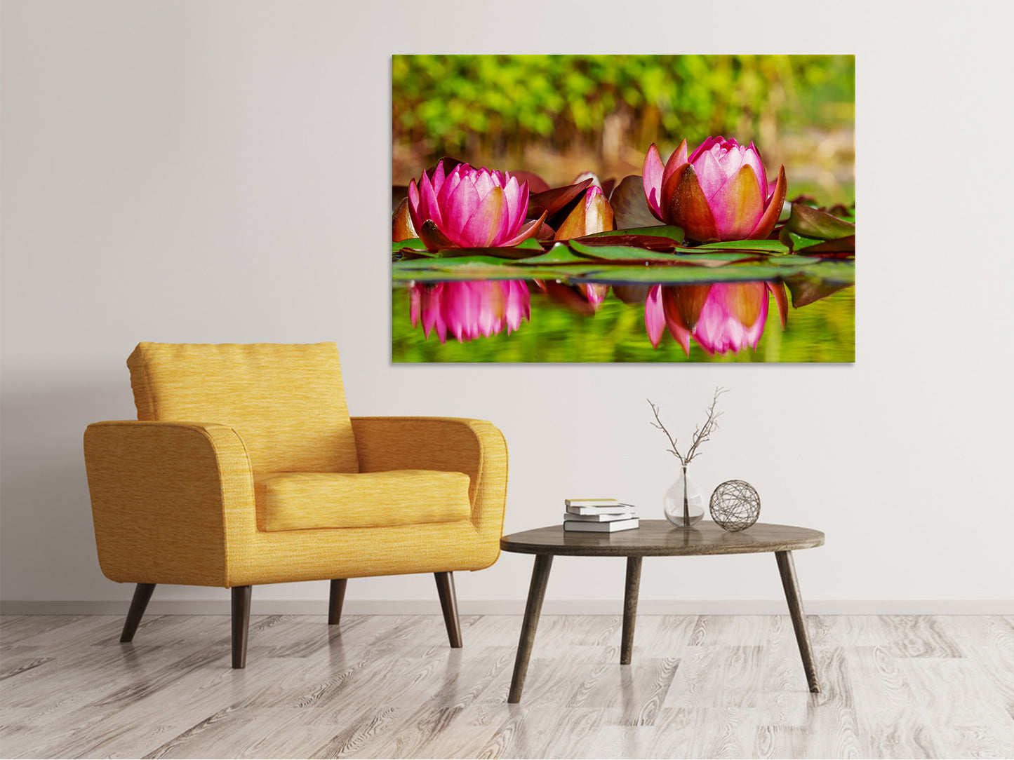 Leinwandbild Rotes Seerosen Trio