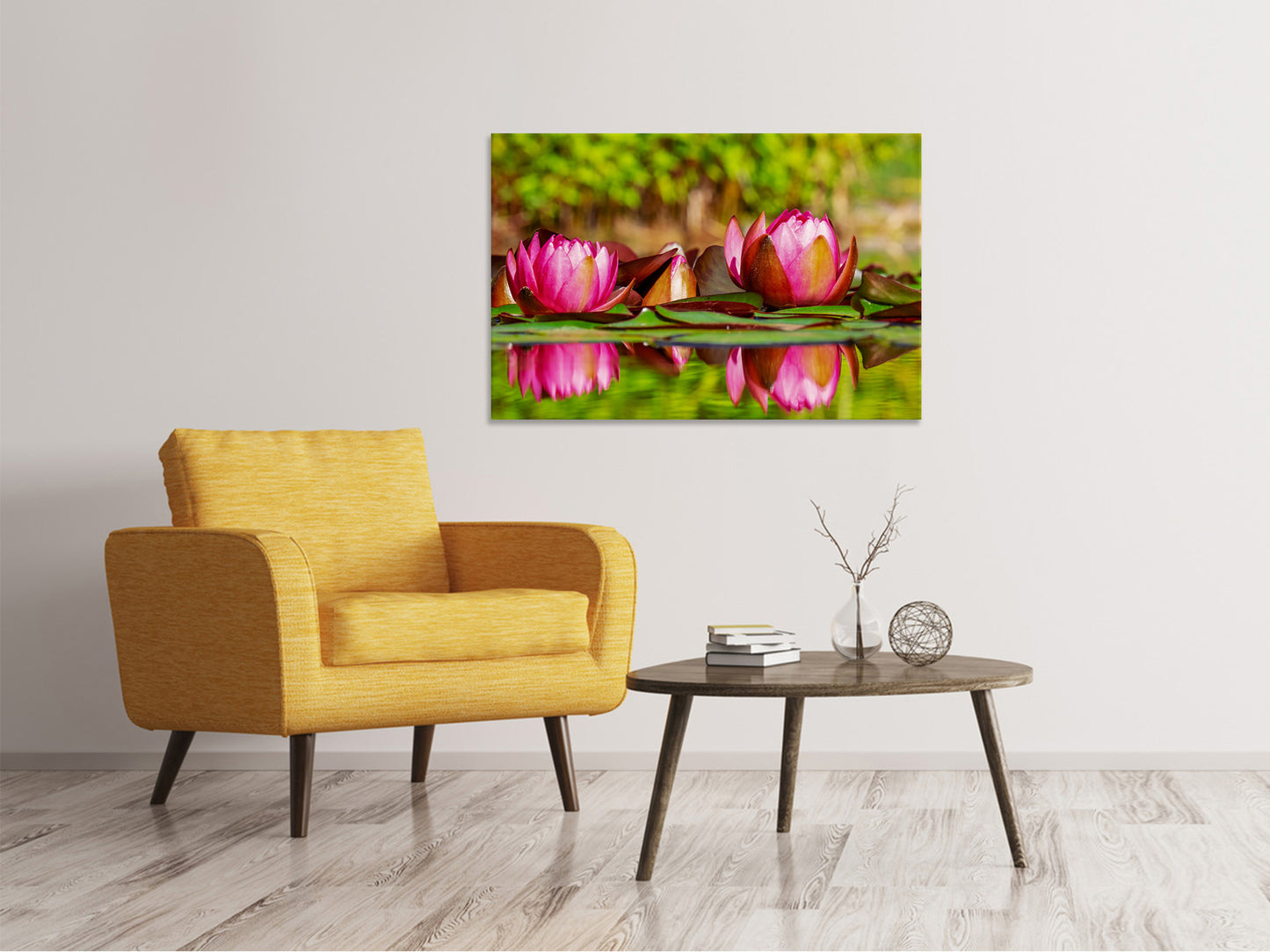 Leinwandbild Rotes Seerosen Trio