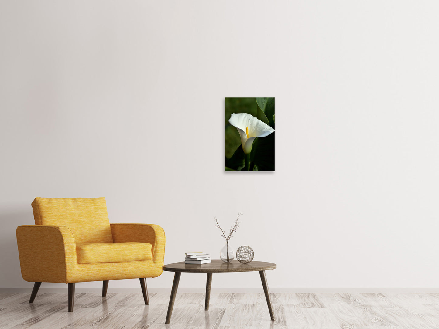 Leinwandbild Weisse Calla mit Morgentau