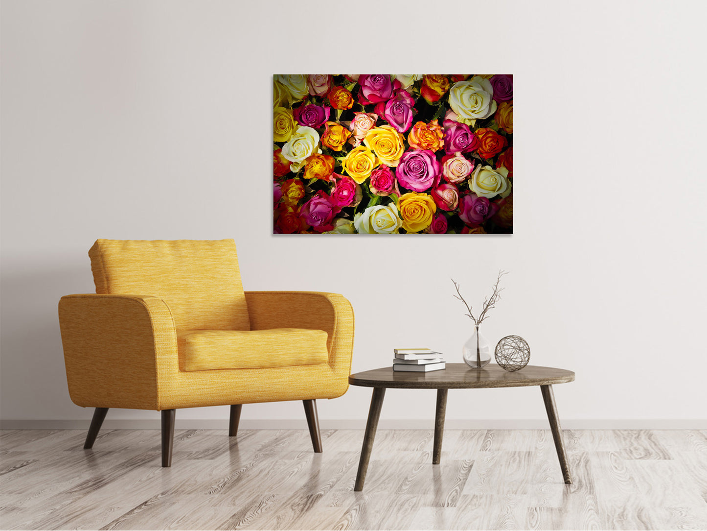Leinwandbild Viele bunte Rosenblüten