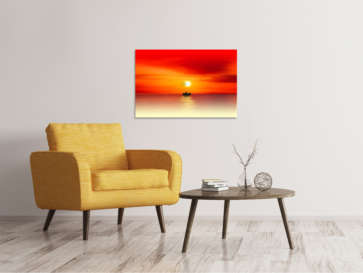 Leinwandbild Ein Fischer im Sonnenuntergang