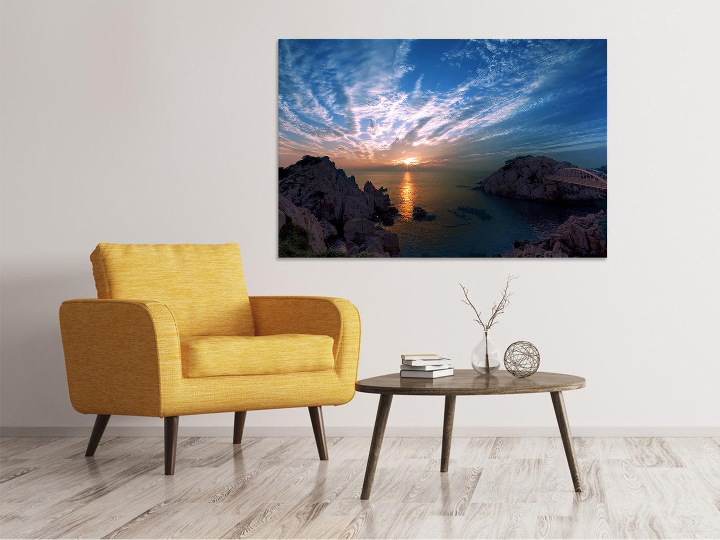 Leinwandbild Stimmungsvoller Sonnenuntergang am Meer