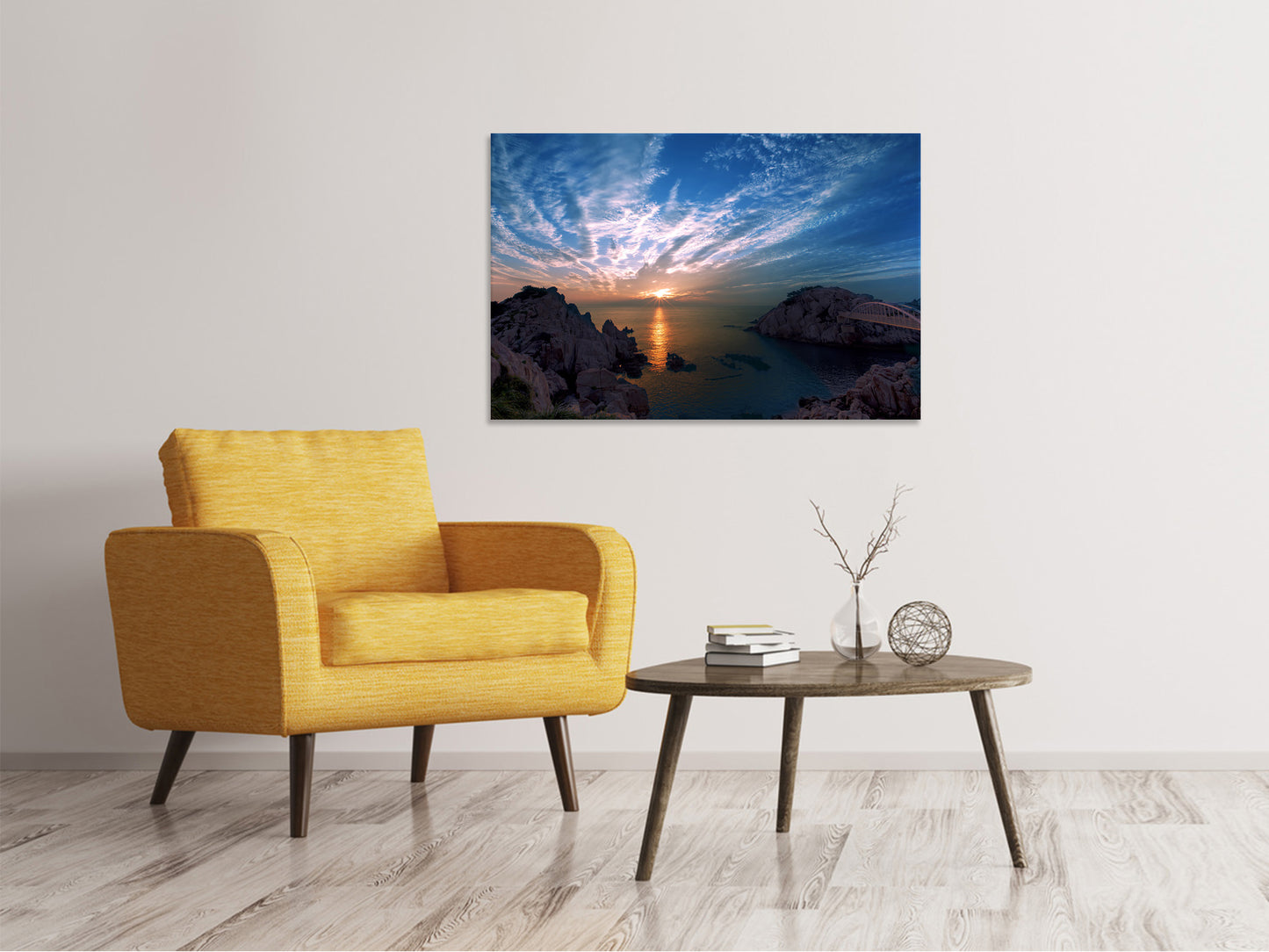 Leinwandbild Stimmungsvoller Sonnenuntergang am Meer