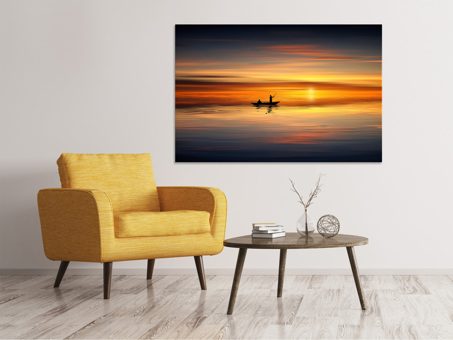 Leinwandbild Romantischer Sonnenuntergang auf dem Meer