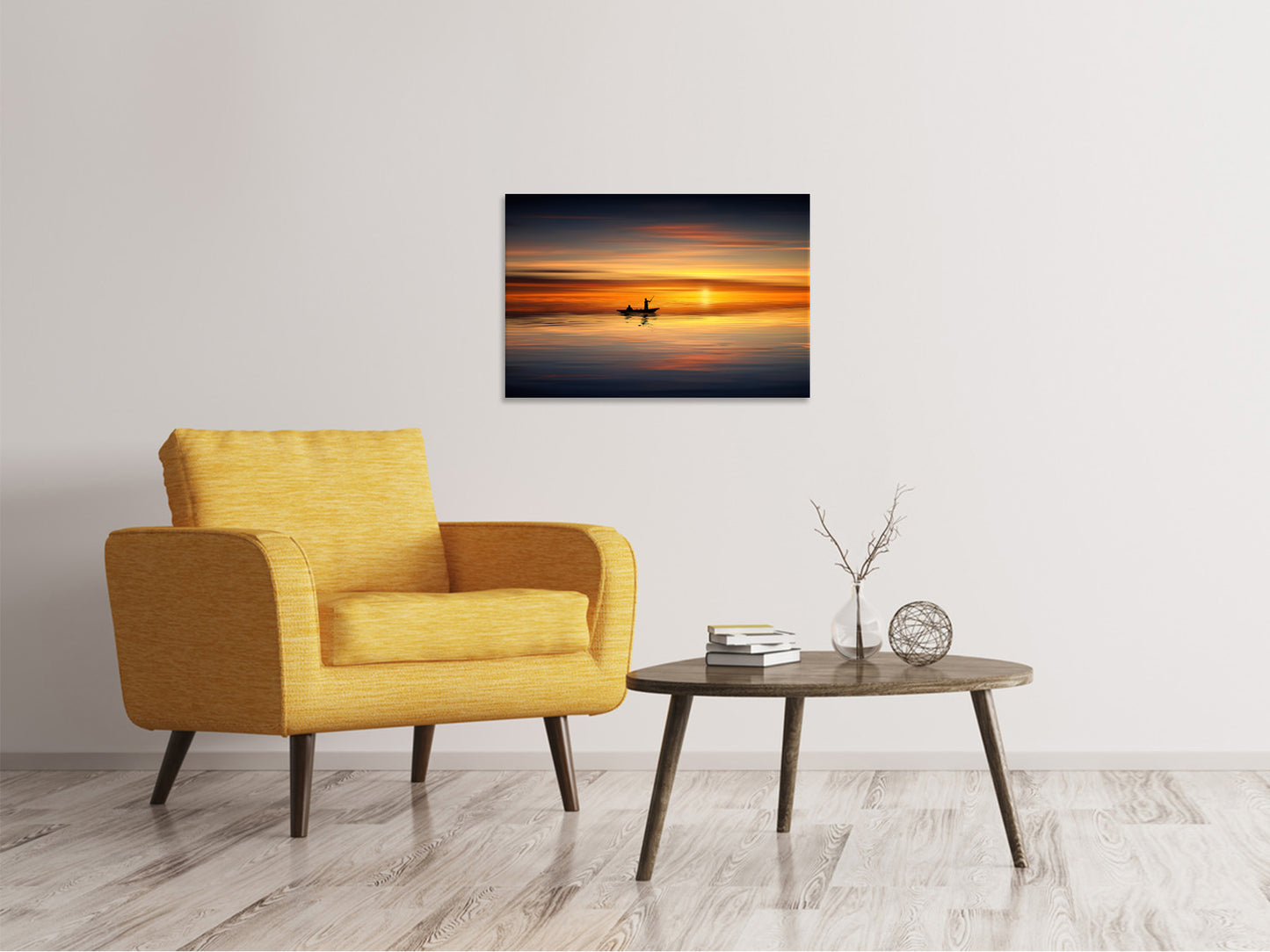 Leinwandbild Romantischer Sonnenuntergang auf dem Meer