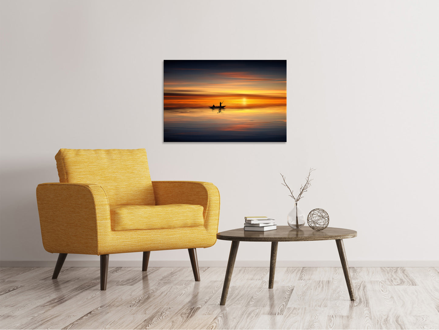 Leinwandbild Romantischer Sonnenuntergang auf dem Meer