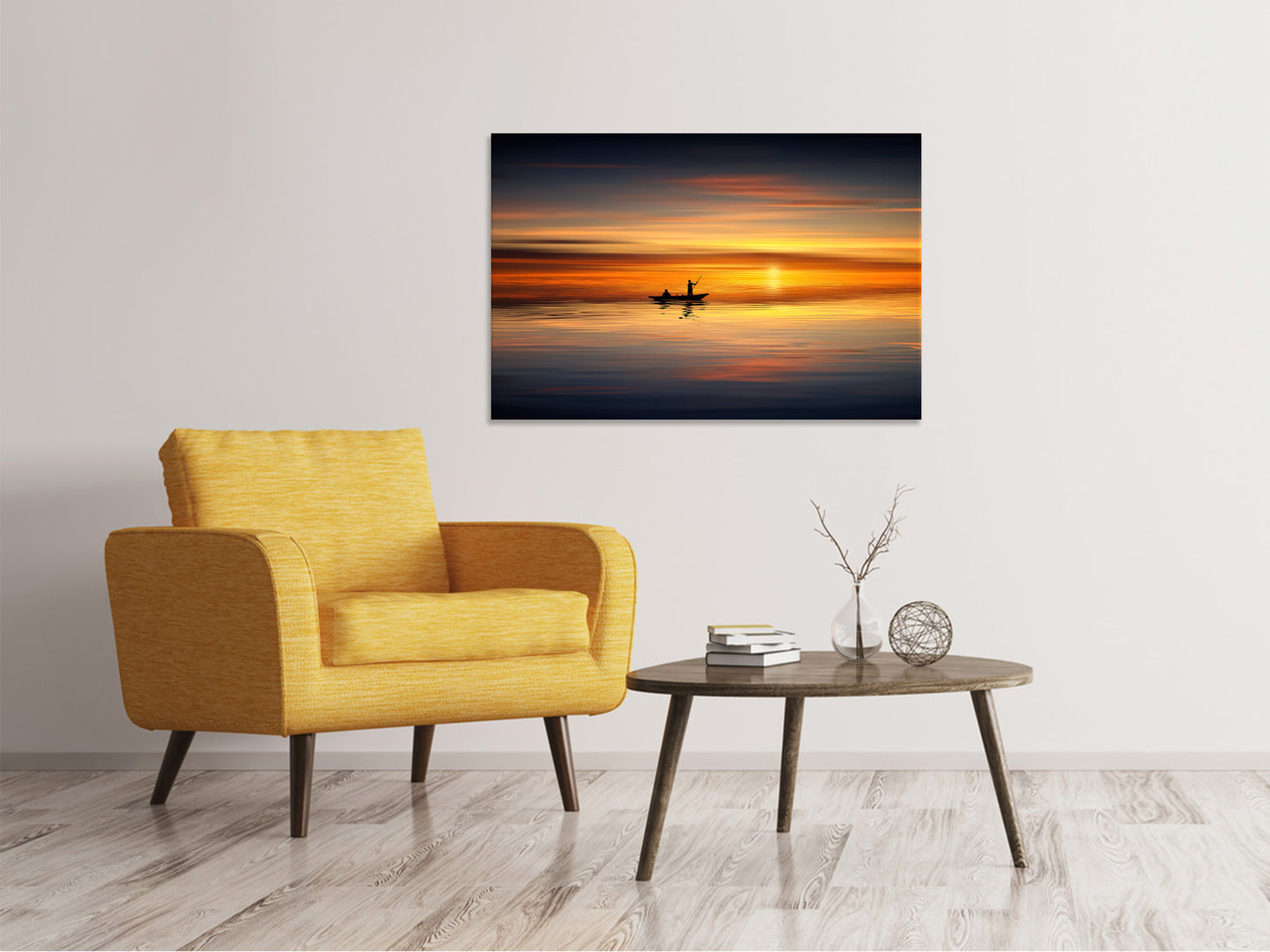 Leinwandbild Romantischer Sonnenuntergang auf dem Meer