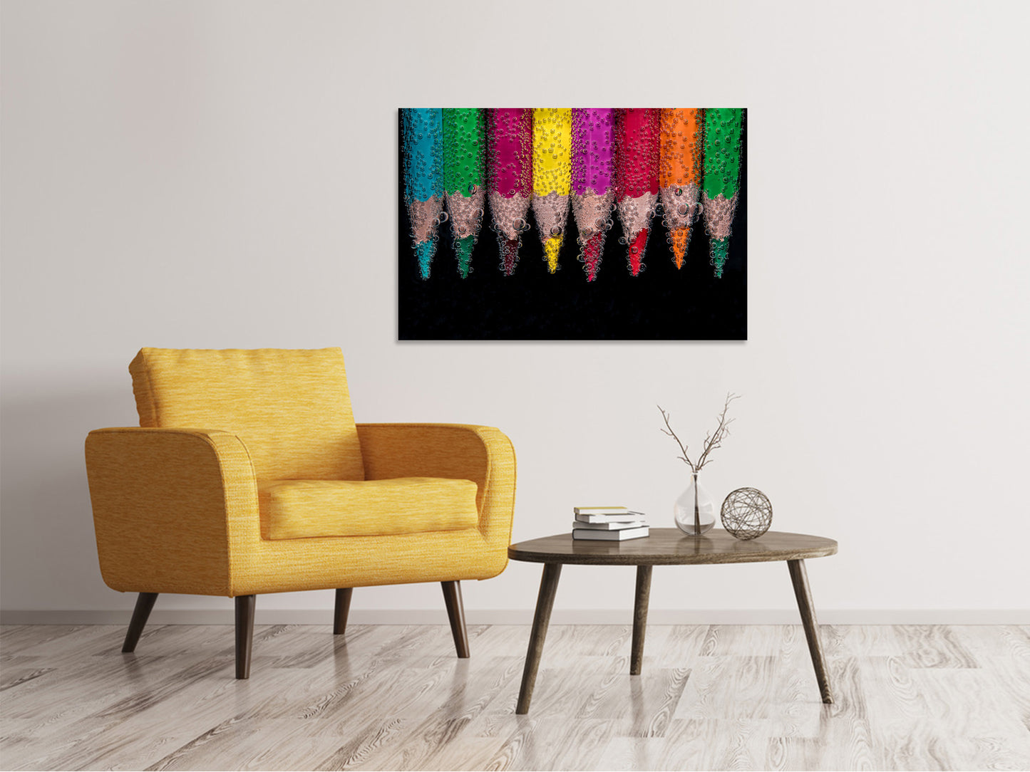 Leinwandbild Buntstifte im Wasser