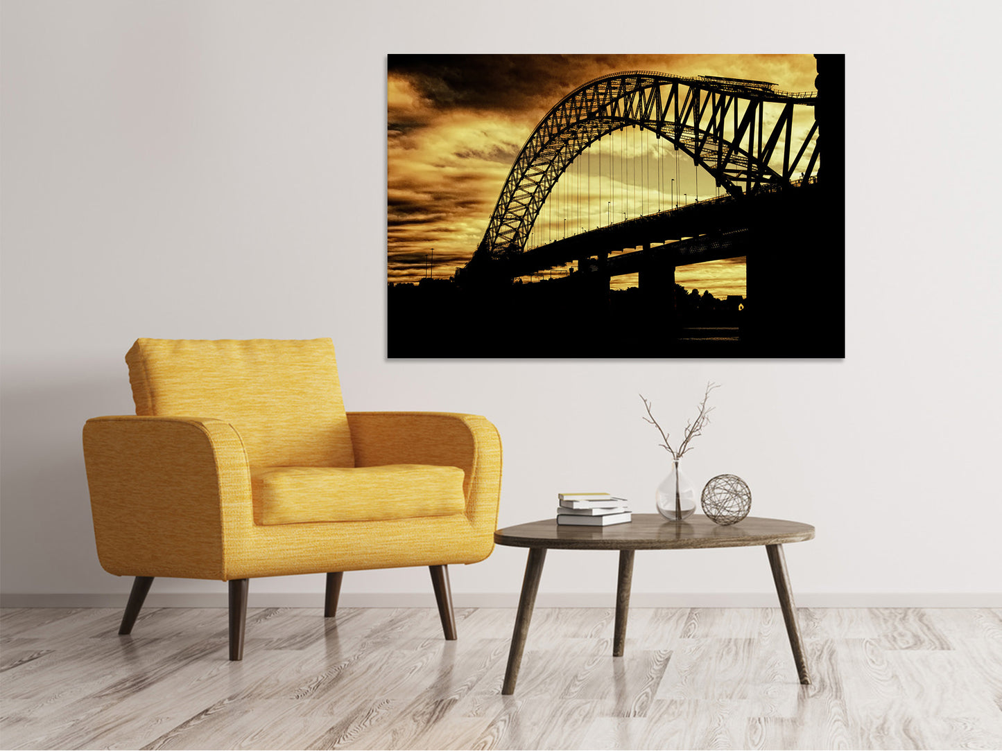 Leinwandbild Brücke im Abendlicht