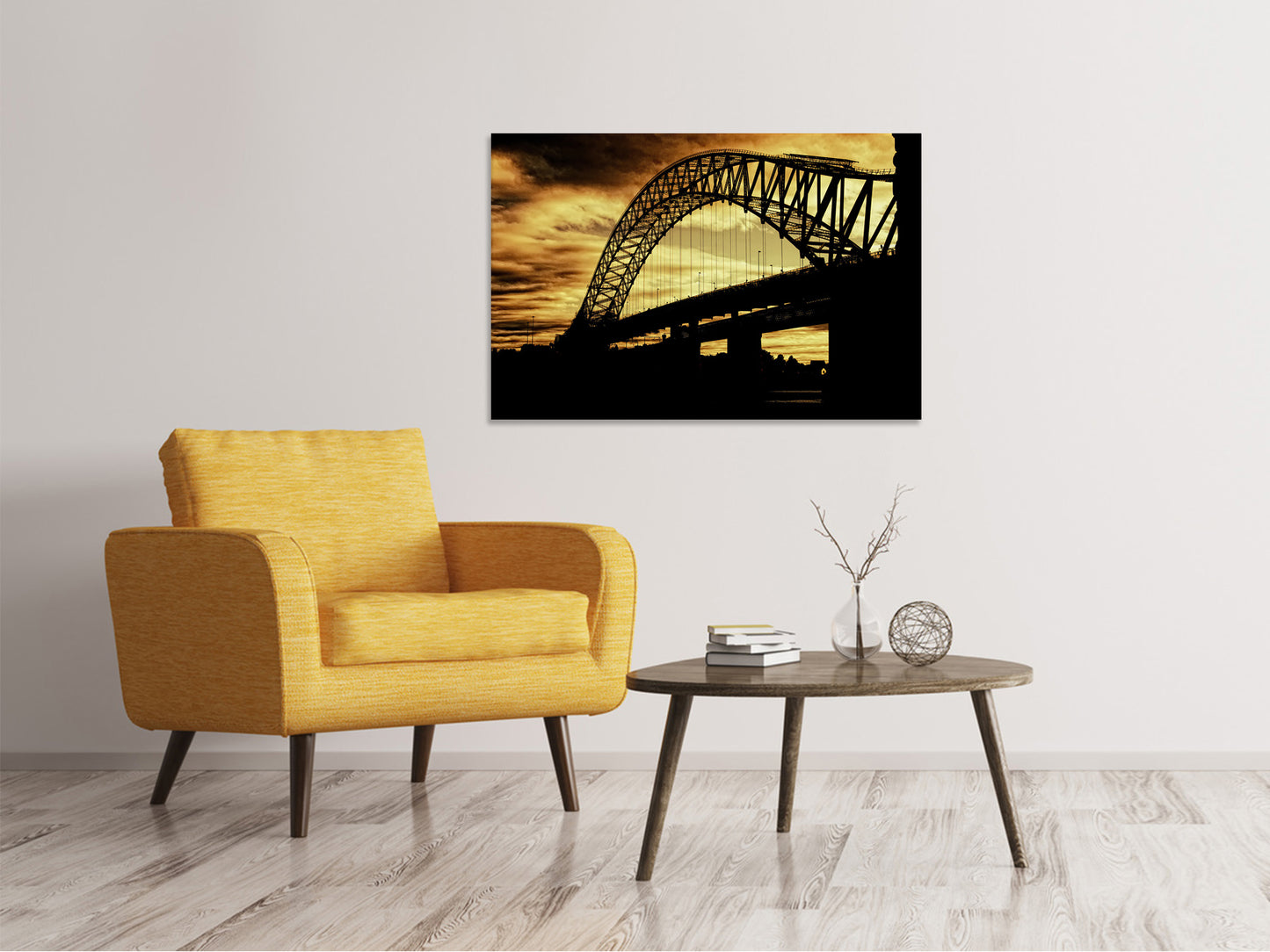 Leinwandbild Brücke im Abendlicht