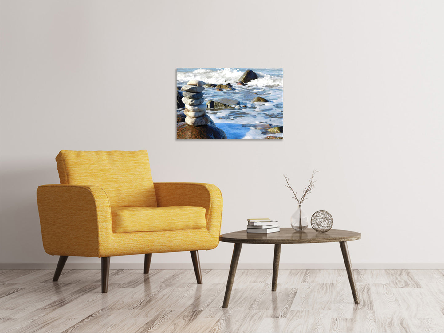 Leinwandbild Steinstapel am Meer