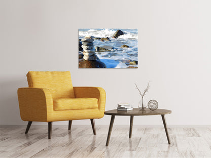 Leinwandbild Steinstapel am Meer