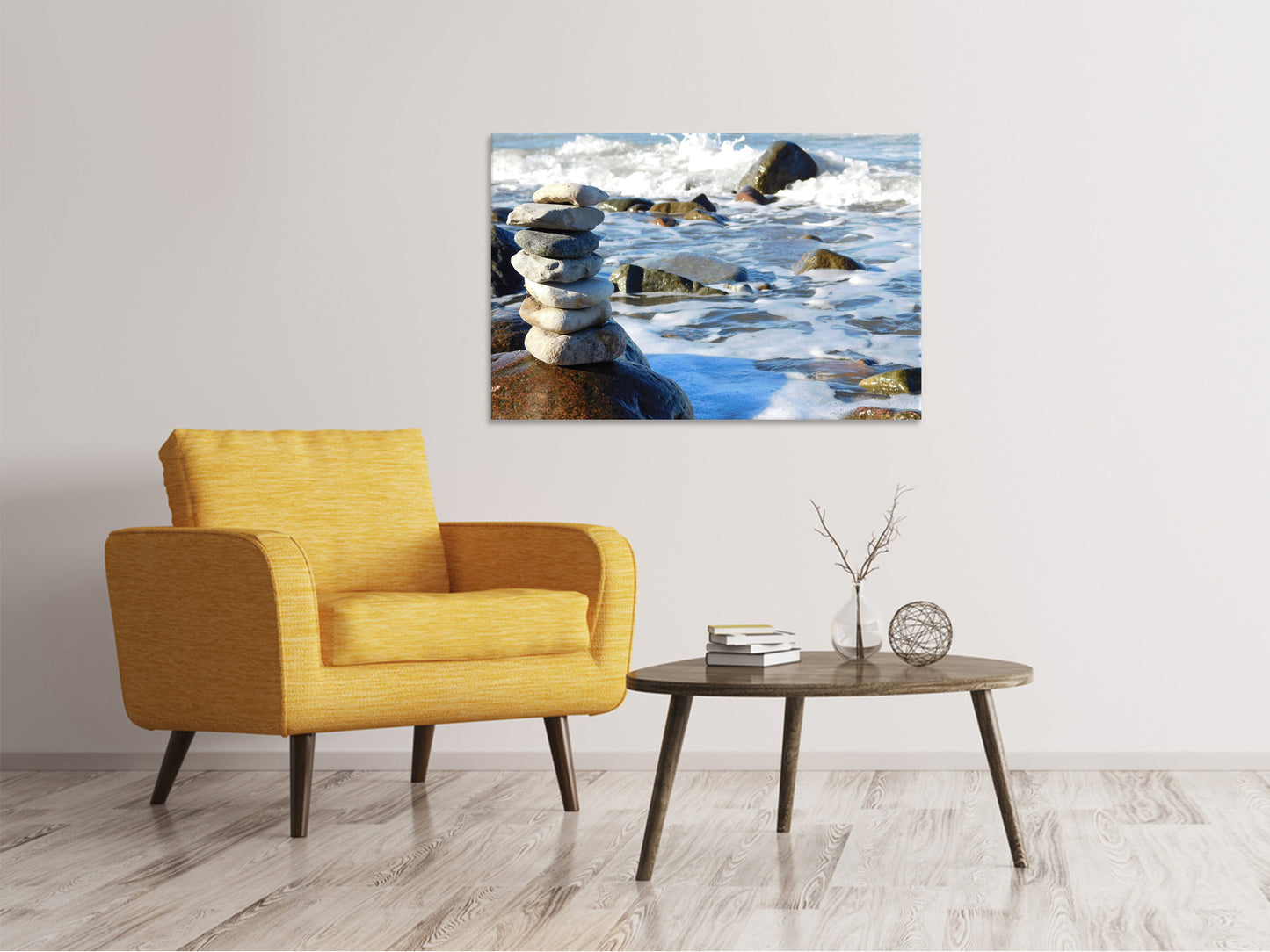Leinwandbild Steinstapel am Meer