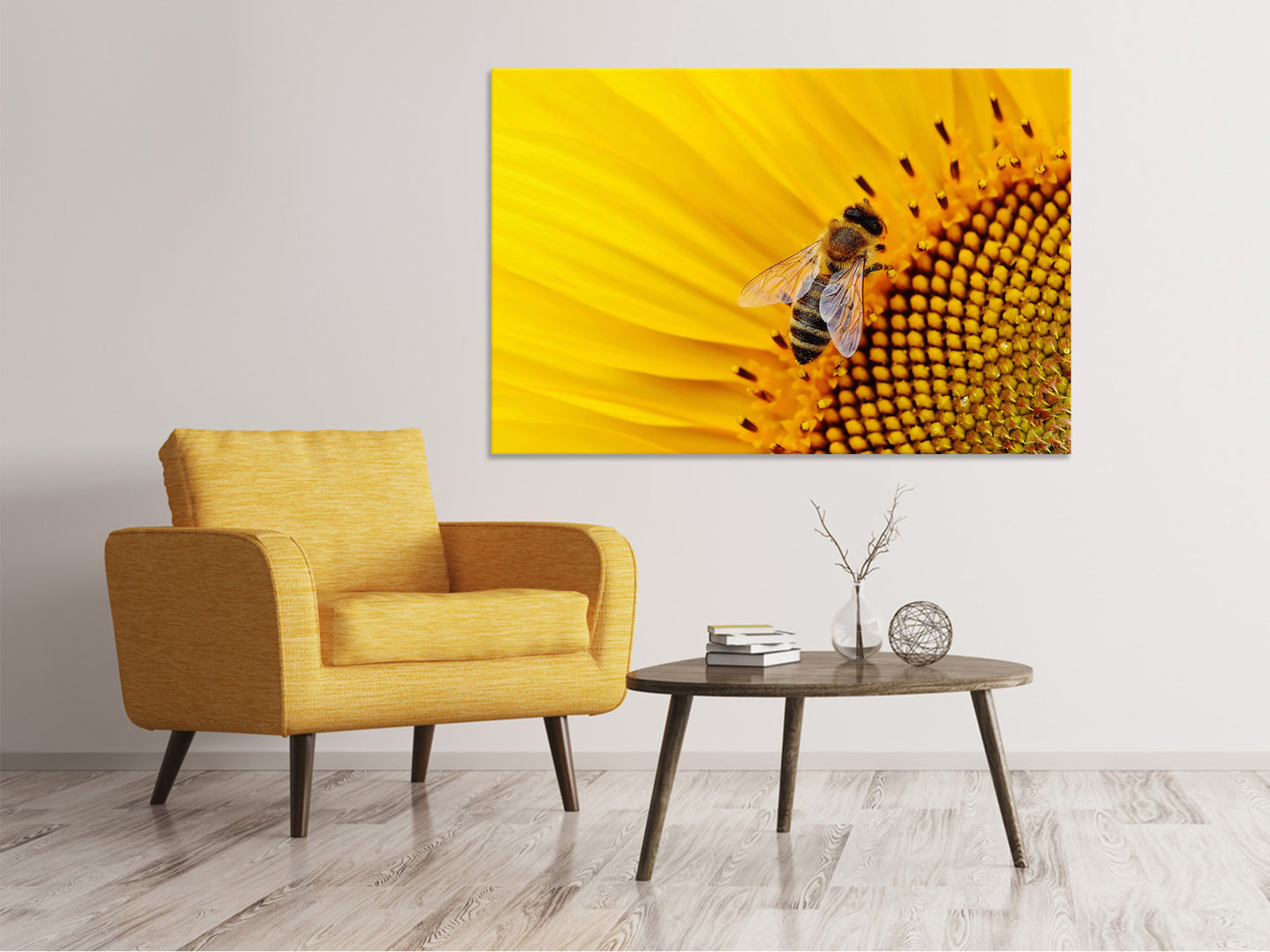 Leinwandbild Biene auf der Sonnenblume