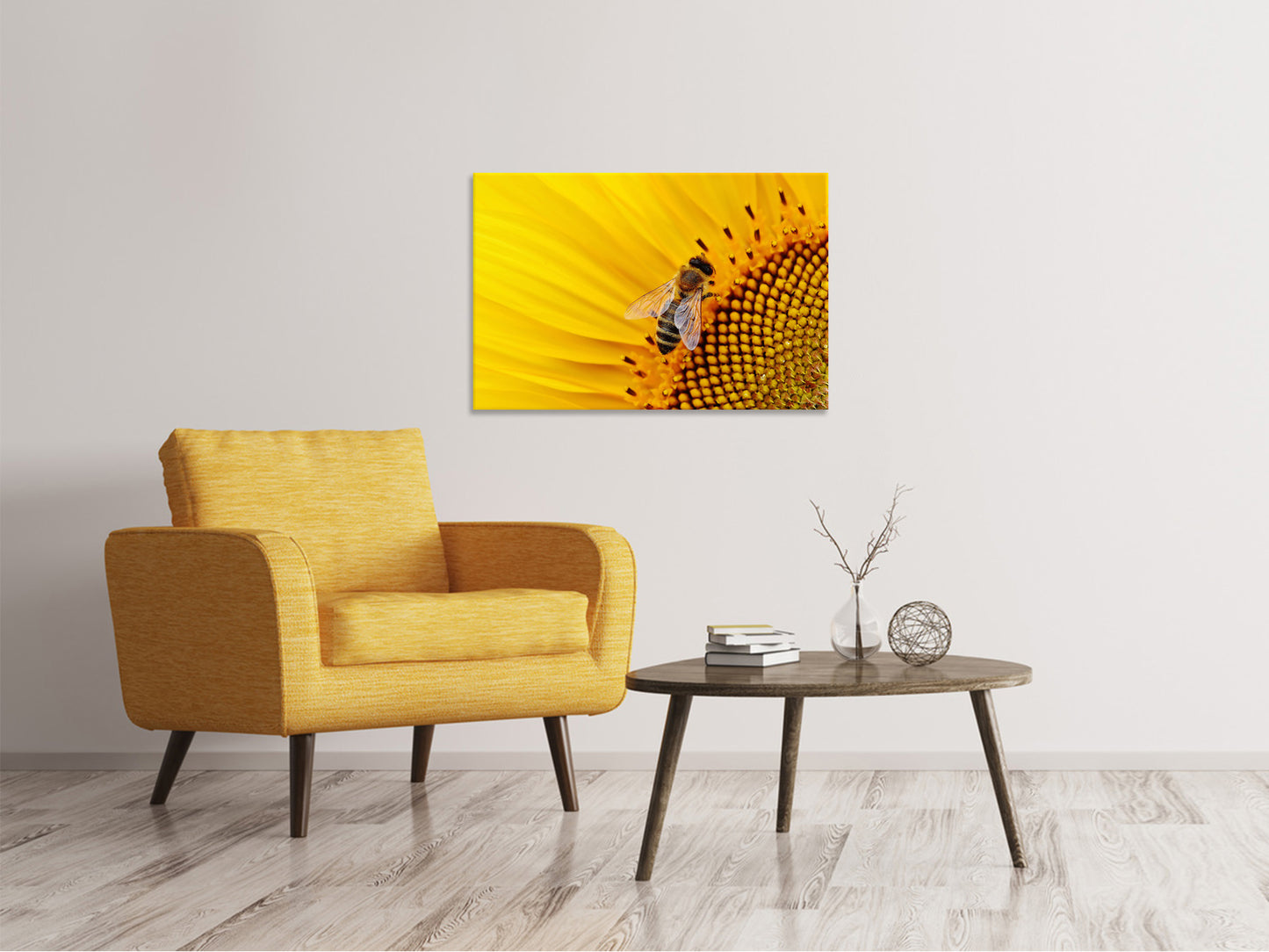 Leinwandbild Biene auf der Sonnenblume