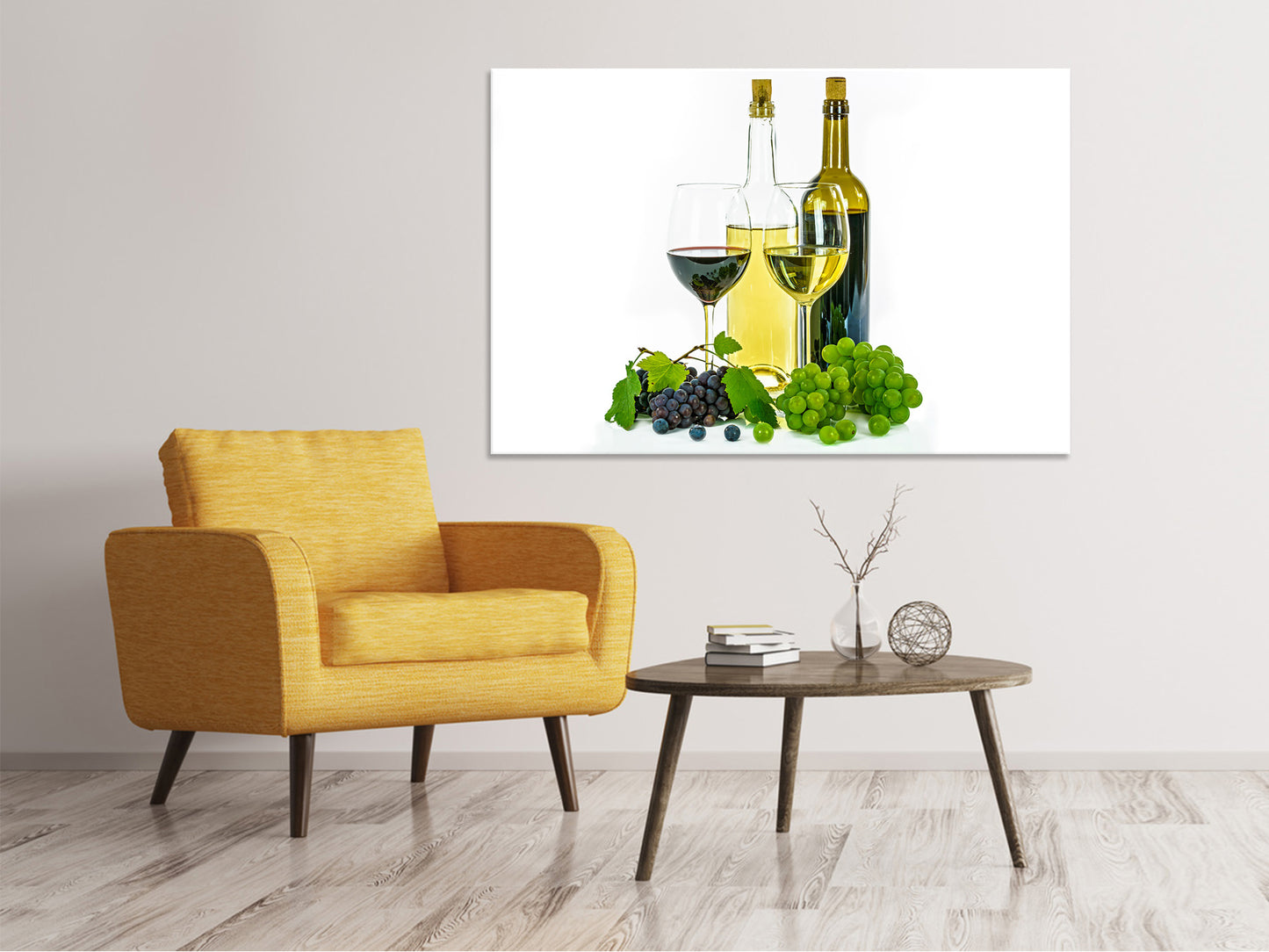 Leinwandbild Weisswein und Rotwein